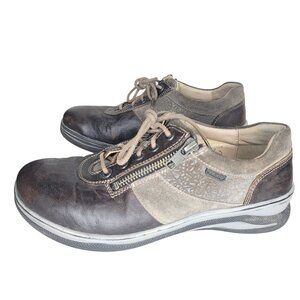 Fidelio Halux Women's Leather Comfort Walking Shoes Brown & Tan Size 5
